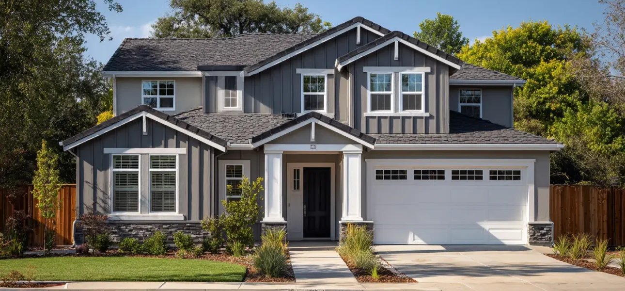 Residential siding replacement in Sacramento, California Fiber cement siding installation on Sacramento home Completed siding replacement on a Sacramento house